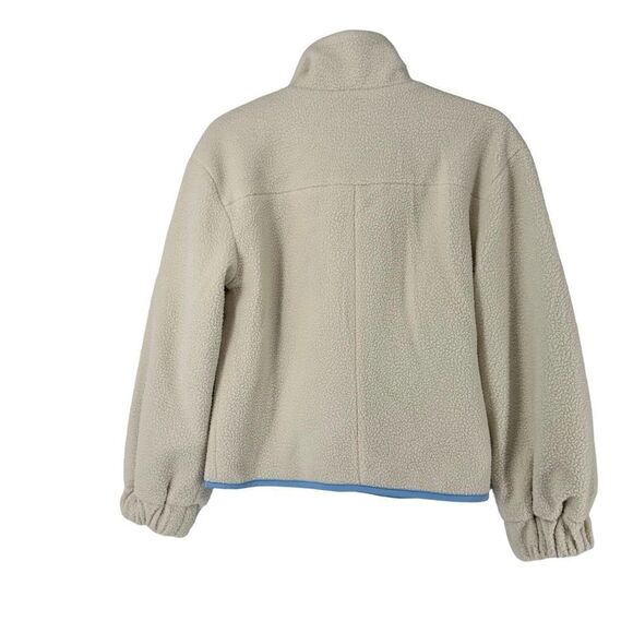 Sandy Liang Target Sherpa Jacket XXS White Full Zip Blue Gingham Pocket Cute NEW - Picture 3 of 10